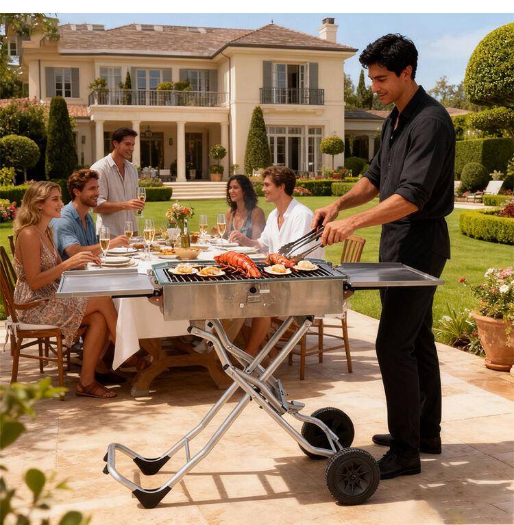 Wholesale Portable Stainless Steel Charcoal Bbq Grill with Side Stand for Outdoor Kitchen Camping factory