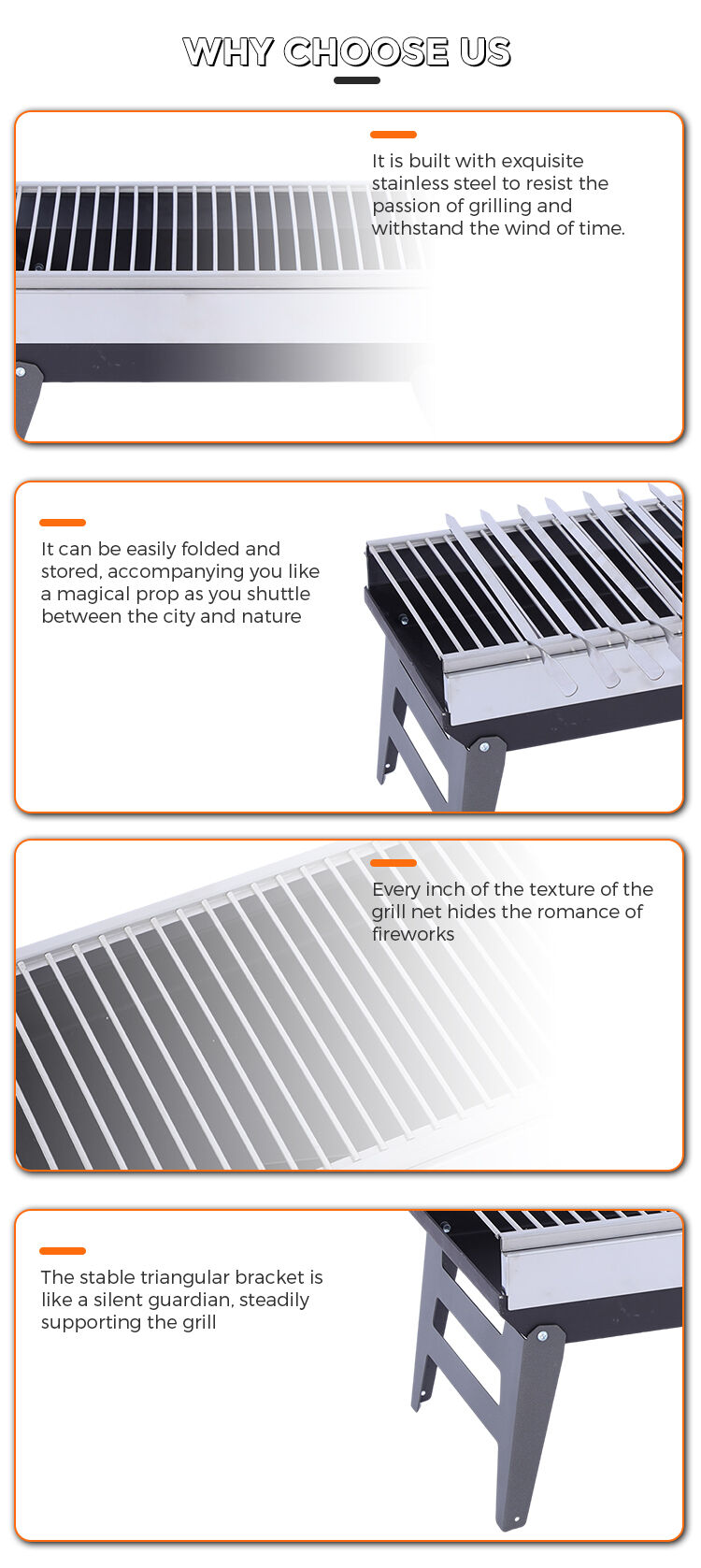 Foldable BBQ Charcoal Grill Barbecue Grill Smoker Grill for Outdoor Cooking Camping Hiking Picnics details
