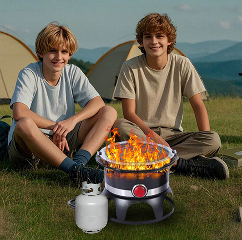 product in stock black propane portable gas fire pit wholesale for camping party with fire pot cover-7