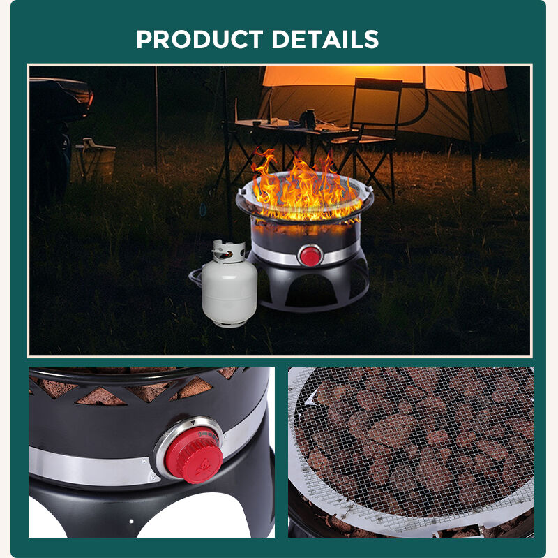 product in stock black propane portable gas fire pit wholesale for camping party with fire pot cover-3