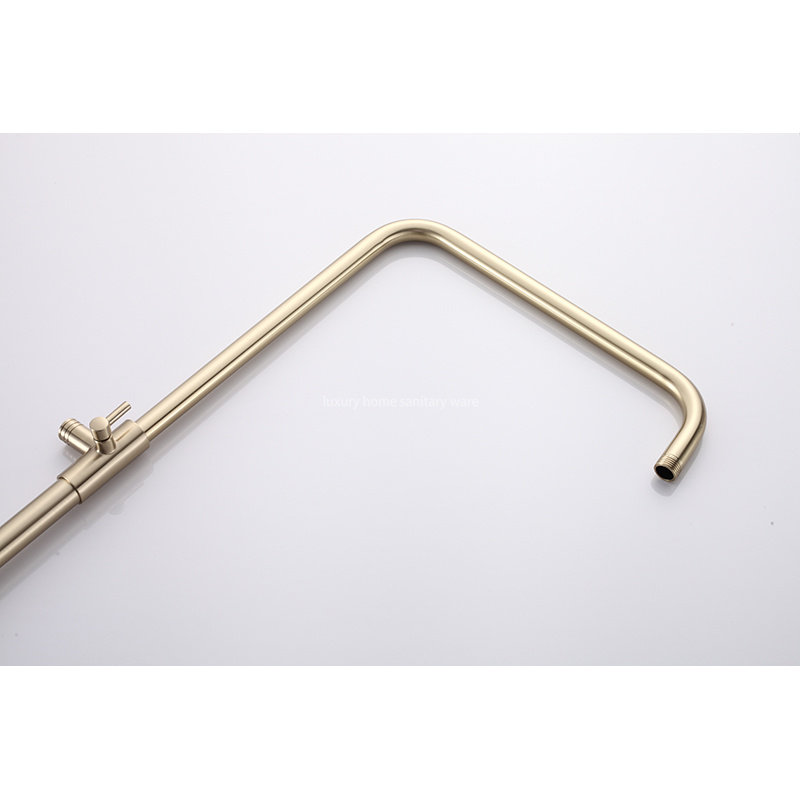 Modern Home Fashion Wind Round Stick Constant Temperature Small Round Stick Hand-painted Brushed Gold Full Shower Set. details