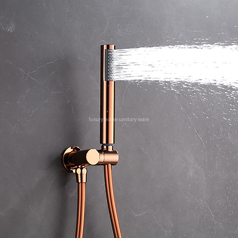 Best Selling Rose Gold Concealed Shower Set Modern Home Hotel Bathroom Shower Faucet with Hand Shower supplier