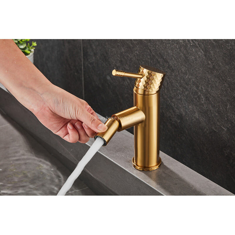 Luxury Home New Basin Washbasin Long Mouth-carved Handle-brushed Gold Bathroom Bidet Faucet Table factory