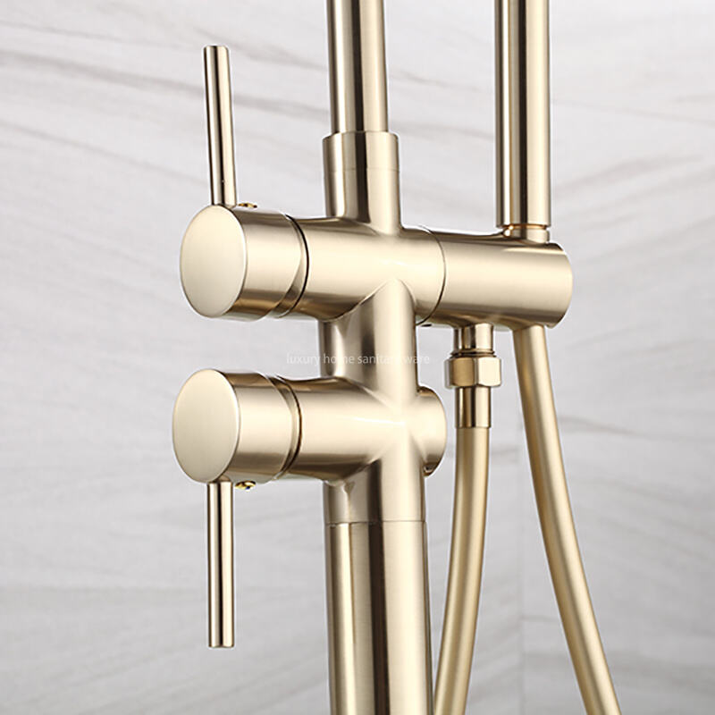 Best-selling Floor Handles-brushed Zirconium Gold Bathtub Faucet Bathroom Independent Bathtub Faucet supplier