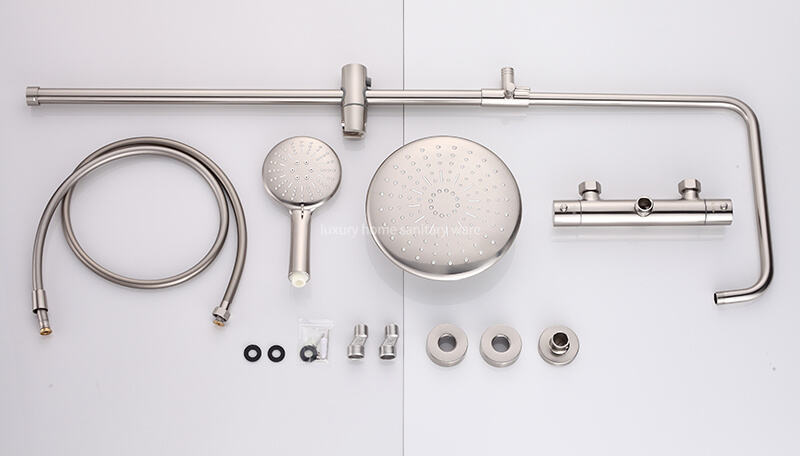 High-quality Round bar Constant Temperature Sunflower Hand-sprayed Rain Shower Faucet Kit with Adjustable Height. manufacture