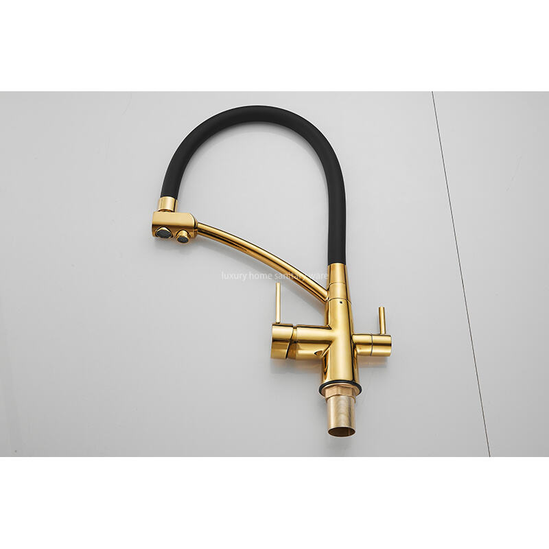 Factory Direct Pointed Four-way Hose Water Purifier-black Kitchen Faucet Universal Rotating Deck Installation supplier