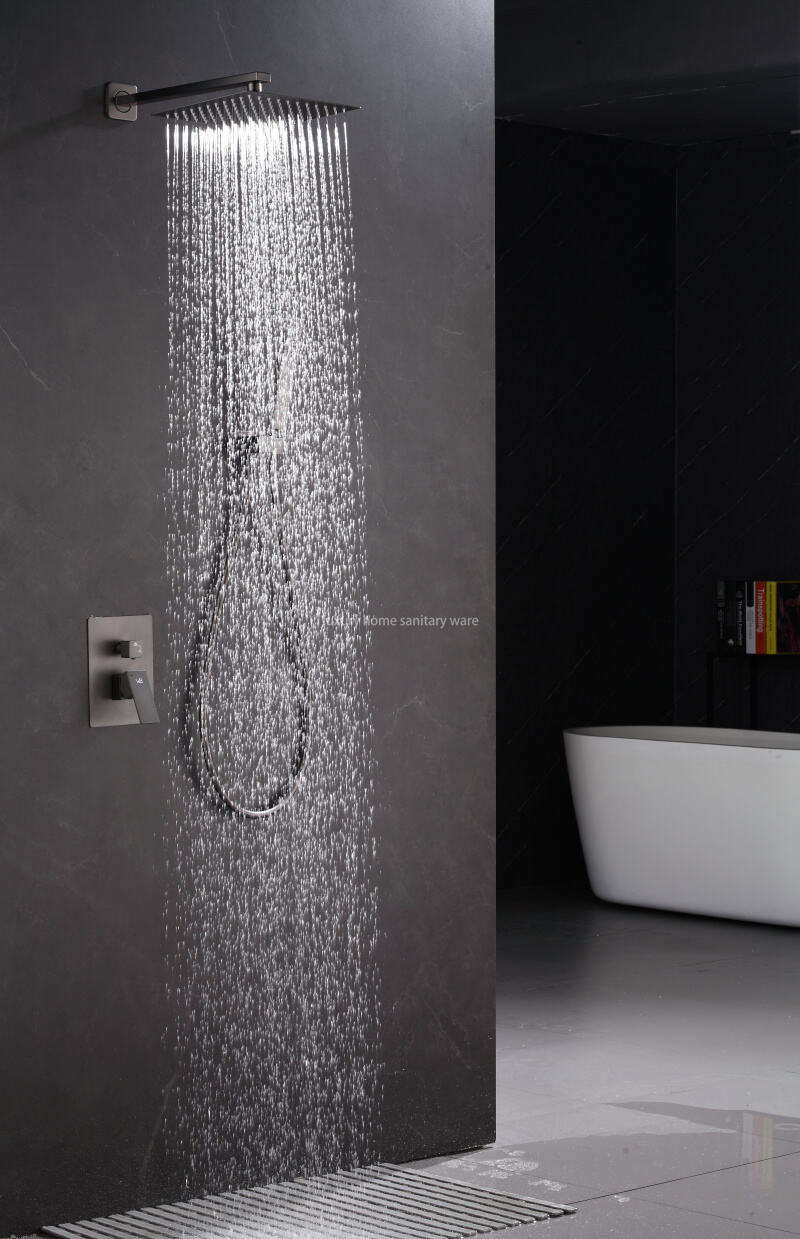 Matte Black Round Bathroom Bathtub Shower System Set Constant Temperature Shower Faucet Rain Shower Mixer supplier