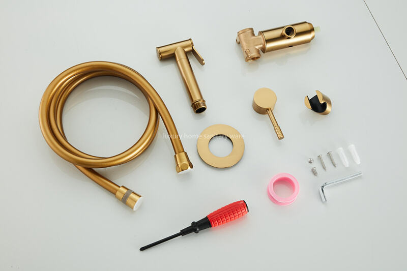 In 2025, the Classic Style Spray Gun Round-carved Handle-brushed Gold Washing Shower System Set Was Sold Well. factory