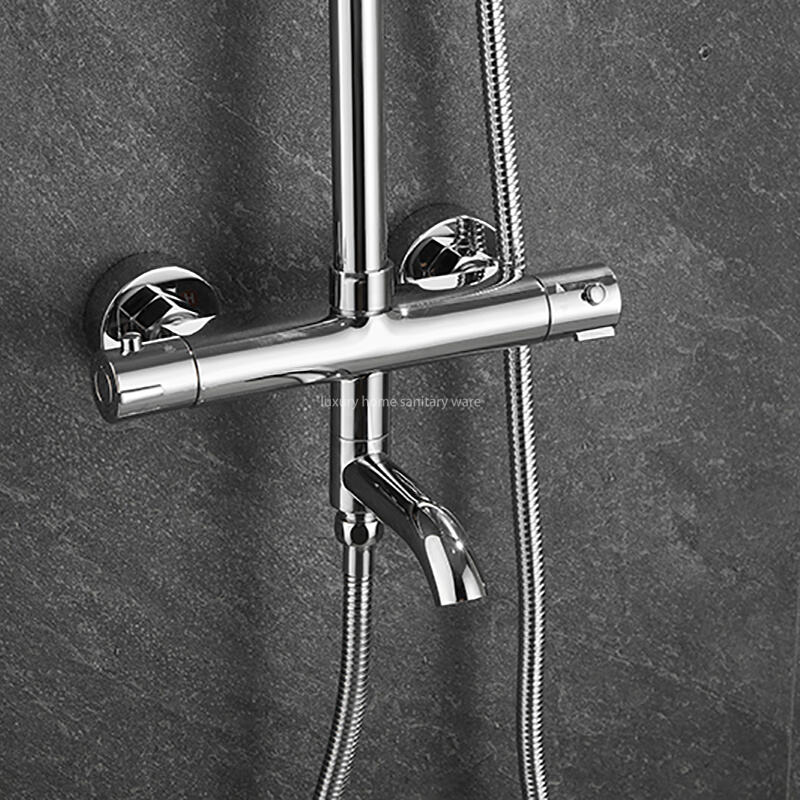 High Quality Electroplated Round bar Constant Temperature Shower Faucet Set Constant Temperature Shower Set supplier