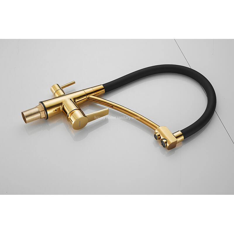 Factory Direct Pointed Four-way Hose Water Purifier-black Kitchen Faucet Universal Rotating Deck Installation manufacture