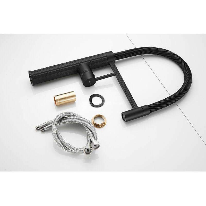 Factory Direct New Design Kitchen Faucet Corrugated Dense Spring Kitchen Faucet-black Kitchen Faucet manufacture