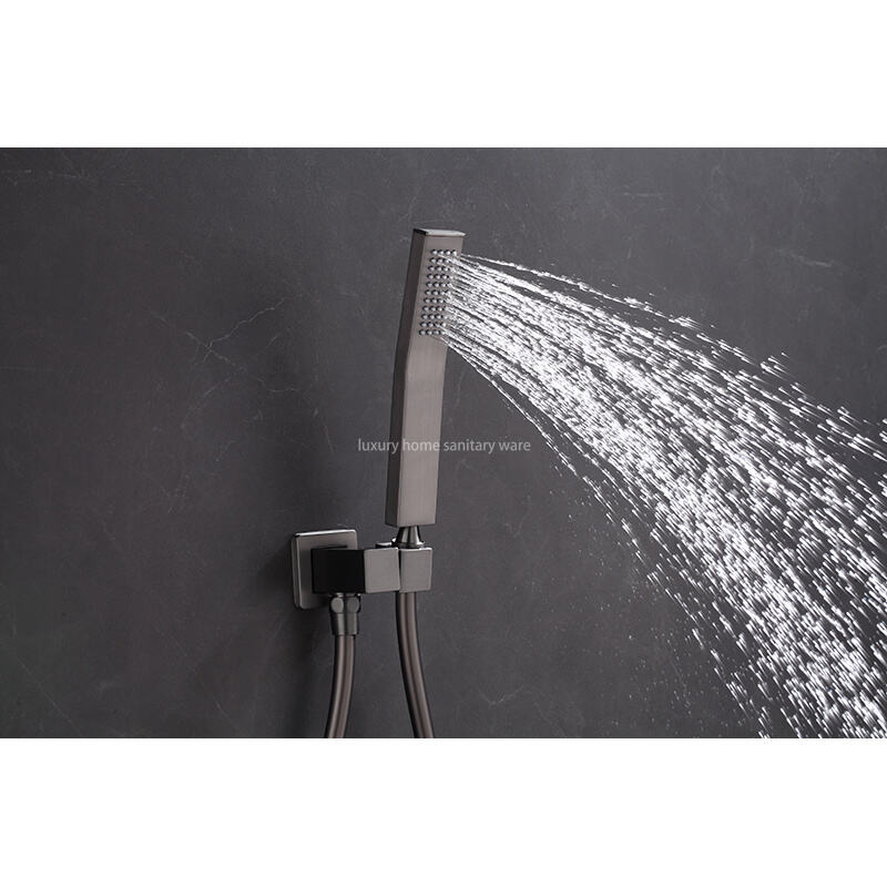 Matte Black Round Bathroom Bathtub Shower System Set Constant Temperature Shower Faucet Rain Shower Mixer details