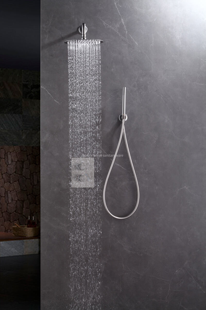 High-quality Electroplating Shower Faucet Set Waterfall Rain Mixer System Villa Hotel Hidden Brass manufacture