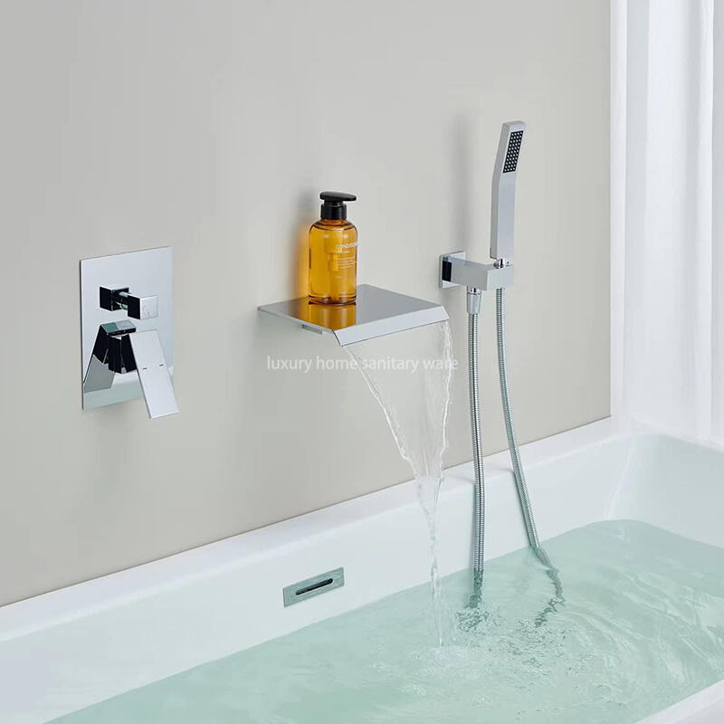 Hot Sale Bathtub Faucet with Hand-held Shower Concealed Bathtub Faucet Bathroom Hot and Cold Shower Three-piece Set details