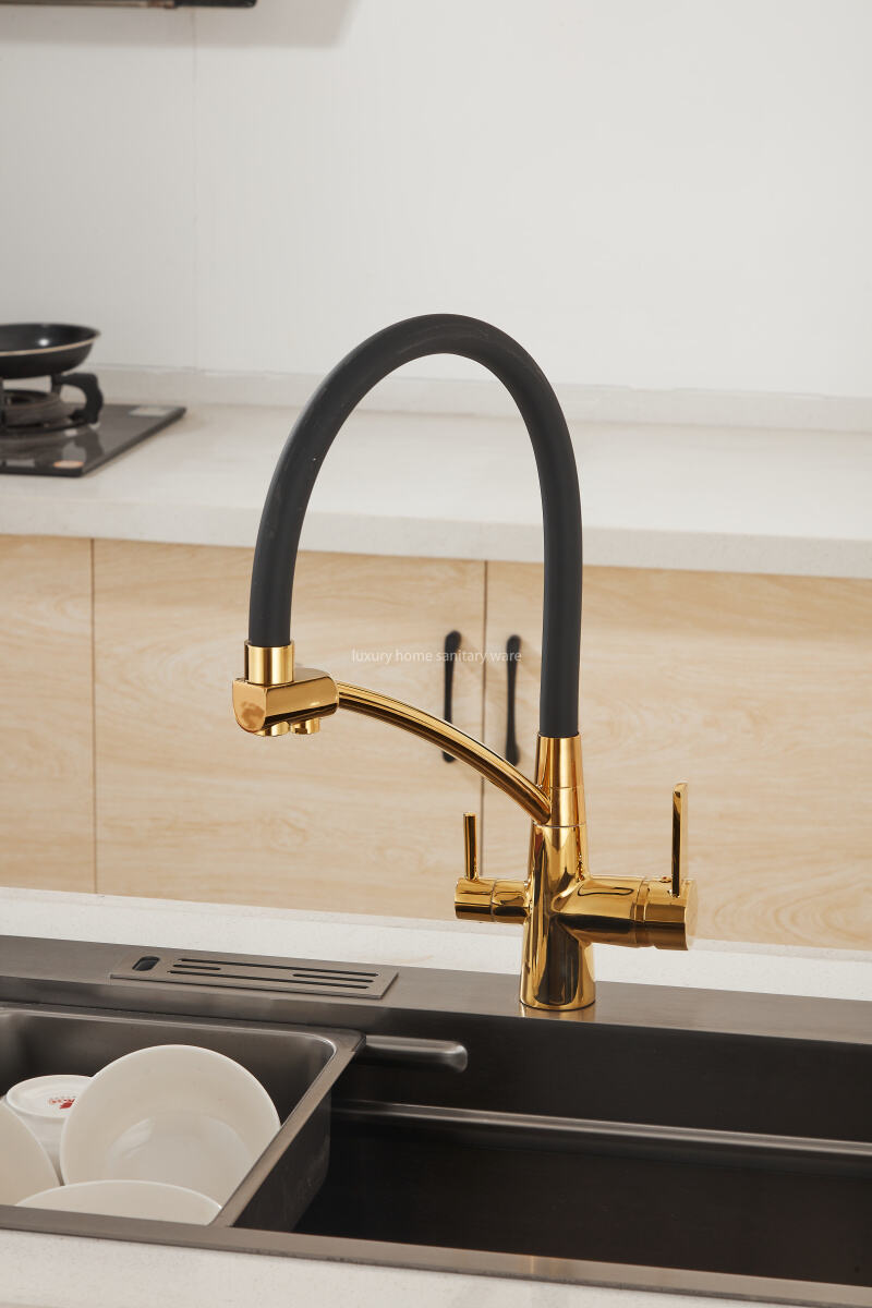 Factory Direct Pointed Four-way Hose Water Purifier-black Kitchen Faucet Universal Rotating Deck Installation details