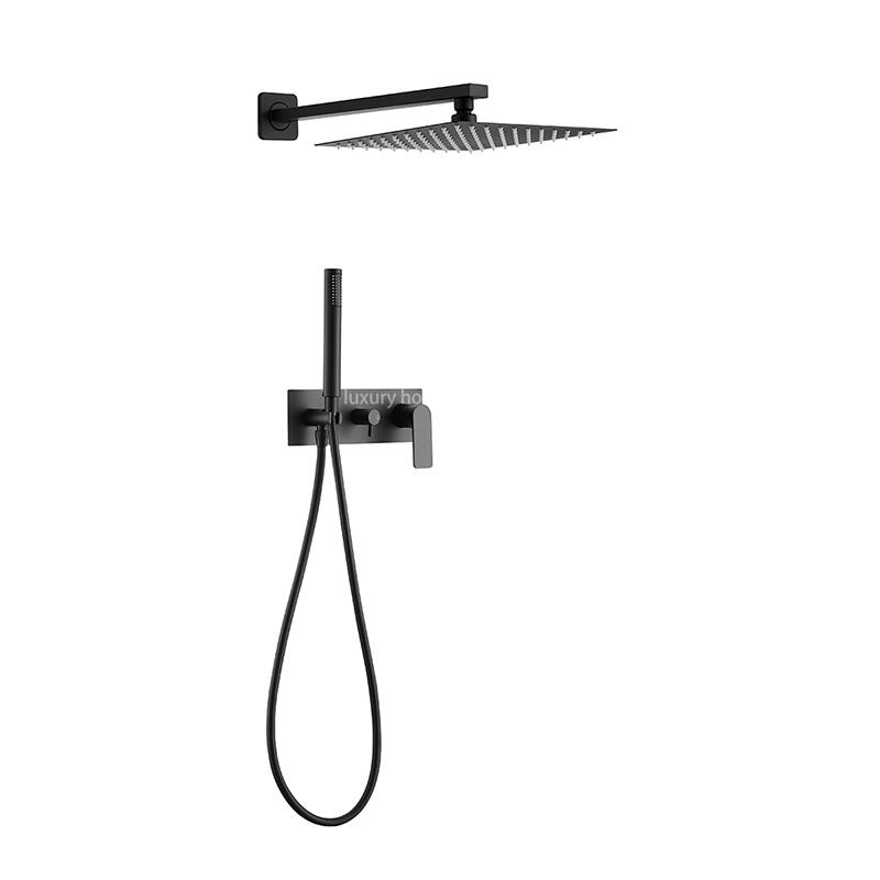 High Quality Hotel Room Brass Shower Faucet Set Concealed Long Panel Modern Bathroom Wall Mounted Shower Set supplier