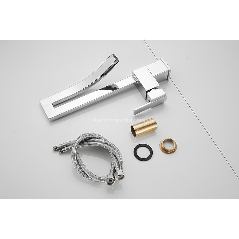 Factory Direct Creative Door Tube-electroplating Waterfall Basin Faucet Stainless Steel Bathroom Sink Mixer Faucet details