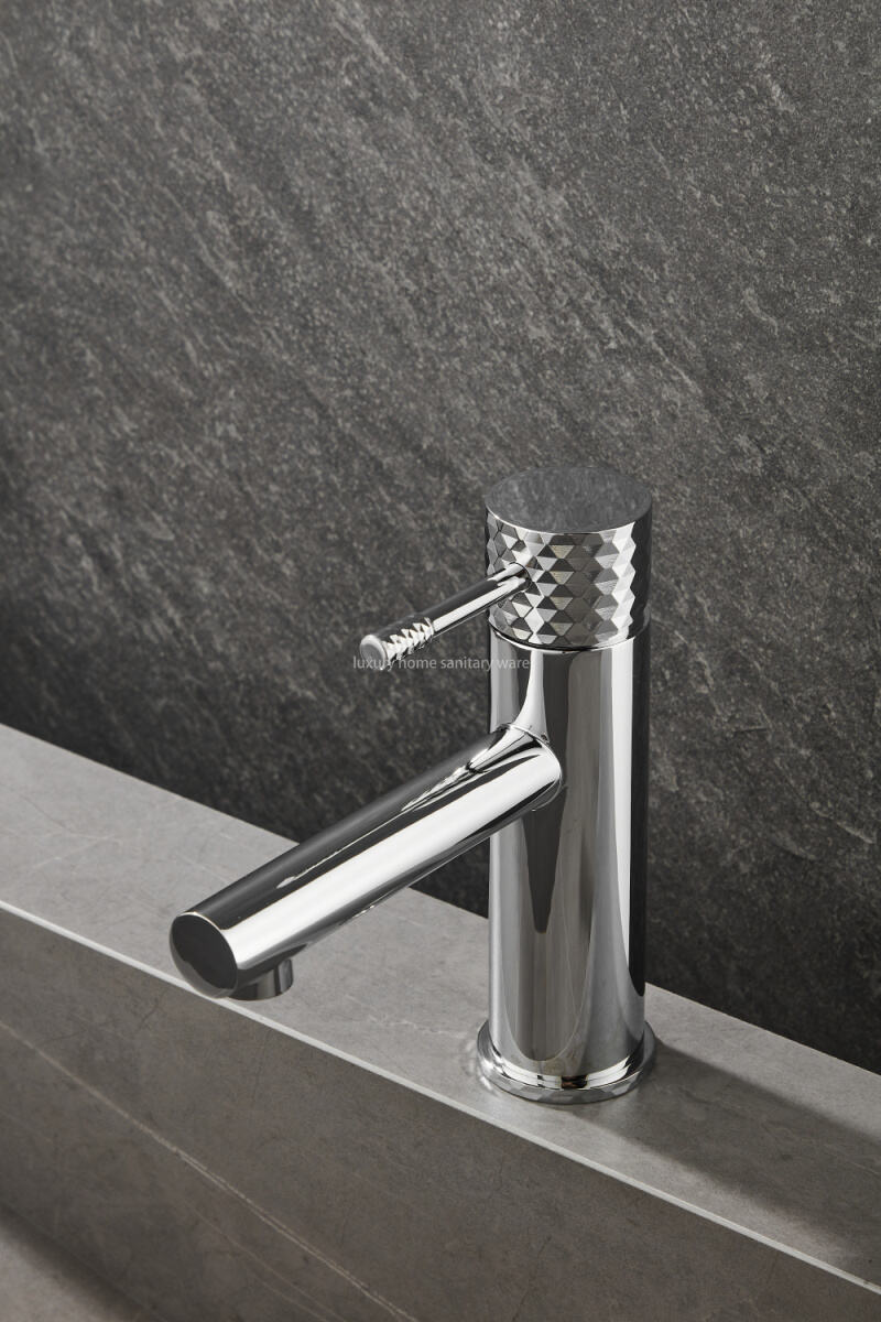 Hot-selling Basin with Short Straight Mouth-carved Handle-electroplating Bathroom Basin Faucet factory