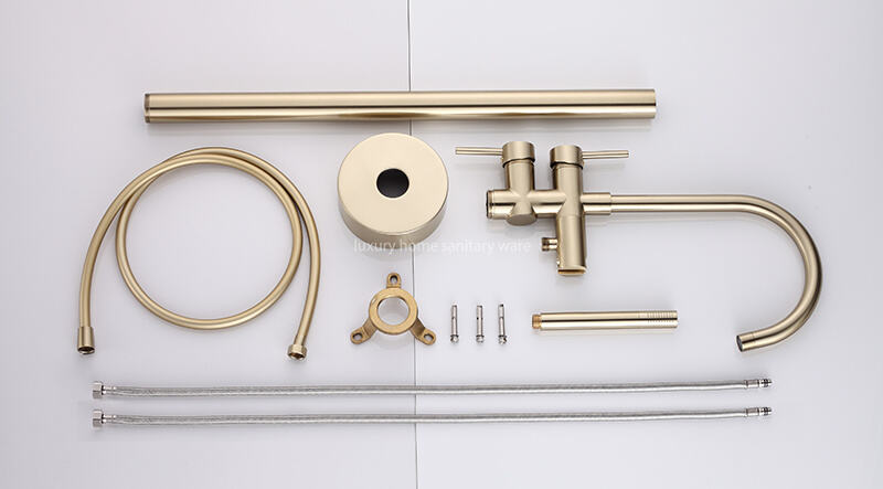 Best-selling Floor Handles-brushed Zirconium Gold Bathtub Faucet Bathroom Independent Bathtub Faucet factory