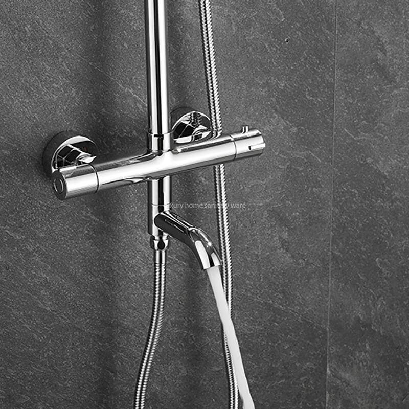 High Quality Electroplated Round bar Constant Temperature Shower Faucet Set Constant Temperature Shower Set factory