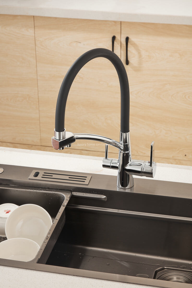 Hot-selling Modern sharp Four-way Leather Tube Water Purifier-electroplating Kitchen Faucet 360-degree Rotating Faucet manufacture