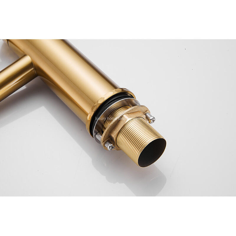 2025 Hot-selling Basin with Low Curved Mouth-carved Handle-brushed Gold Single-handle Washbasin Faucet factory