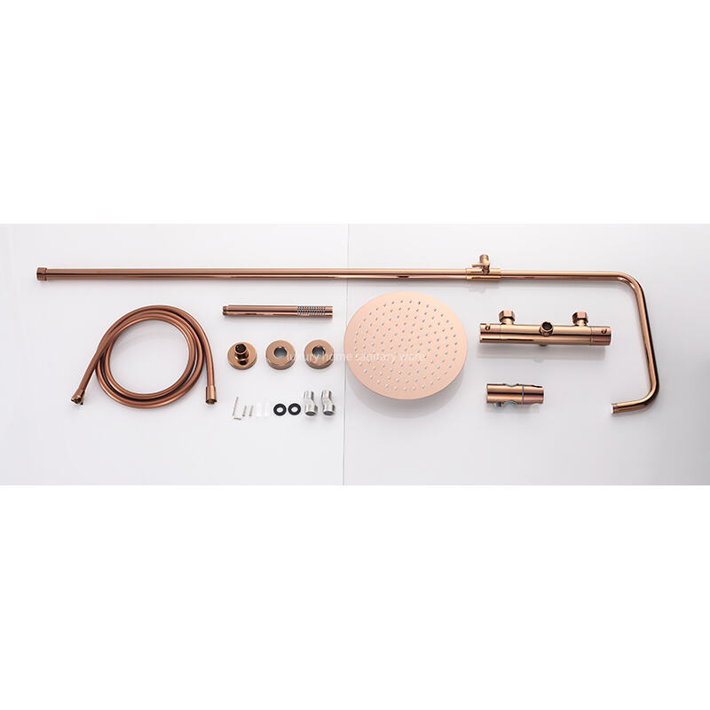 High-quality Brass Rose Gold Wall-mounted Shower Faucet Constant Temperature Shower Set Exposed Rain Shower Set manufacture