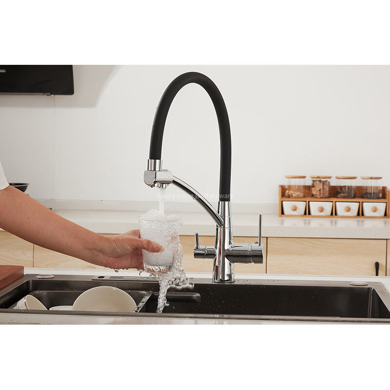 Hot-selling Modern sharp Four-way Leather Tube Water Purifier-electroplating Kitchen Faucet 360-degree Rotating Faucet manufacture