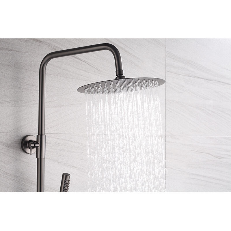 Modern Bathroom Circular Thermostat Mixer Shower Valve Overhead Rain Shower Hand-held Shower Faucet factory