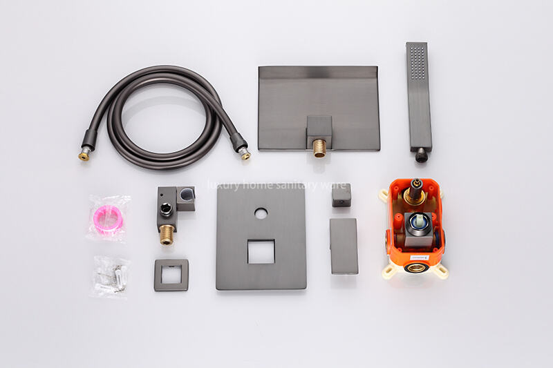 Hot Sale Bathtub Faucet with Hand-held Shower Concealed Bathtub Faucet Bathroom Hot and Cold Shower Three-piece Set factory