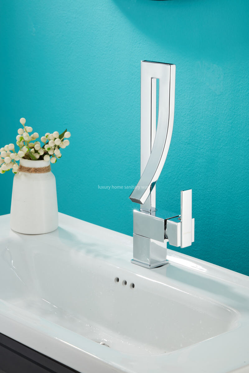 Factory Direct Creative Door Tube-electroplating Waterfall Basin Faucet Stainless Steel Bathroom Sink Mixer Faucet details
