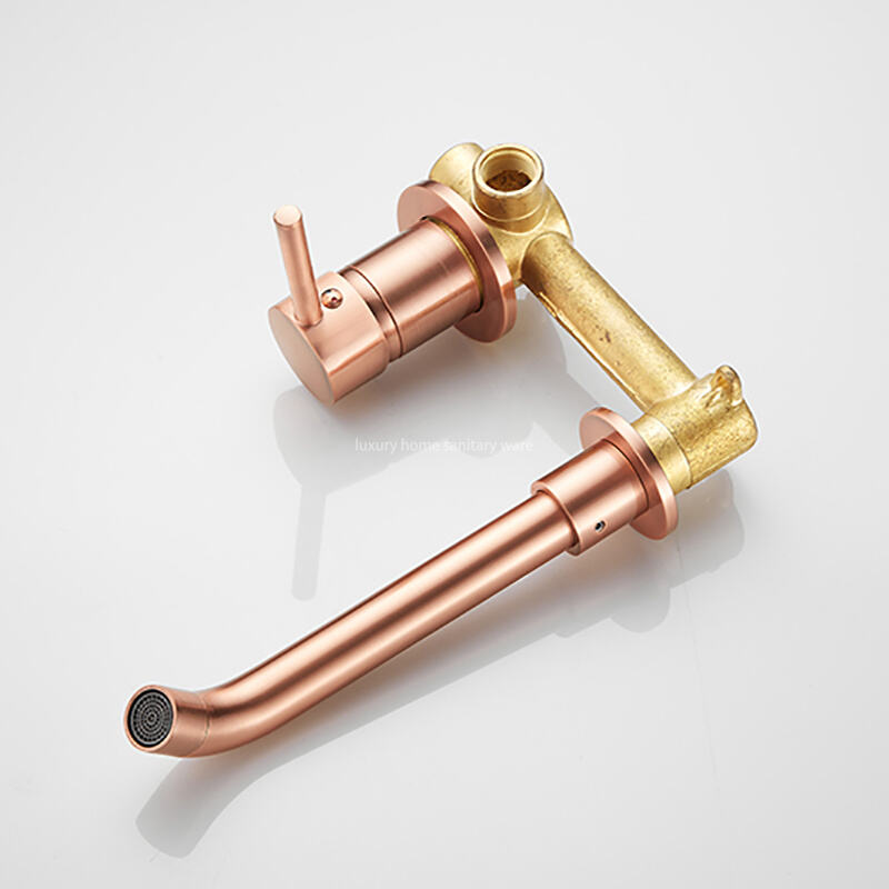 Factory-customized Modern Single-handle Wall-mounted Brass Basin Faucet Drawing Cold and Hot Water Mixer Faucet 2-hole Bathroom. factory