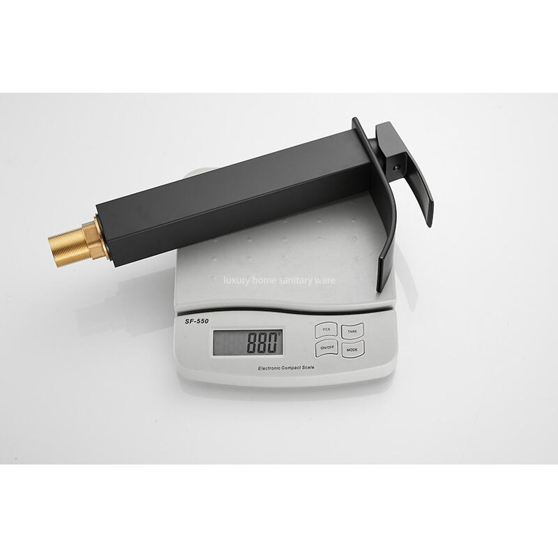 High-quality, Simple and High-profile Natural Bend-black Waterfall Faucet Bathroom Dresser Faucet Mixer details