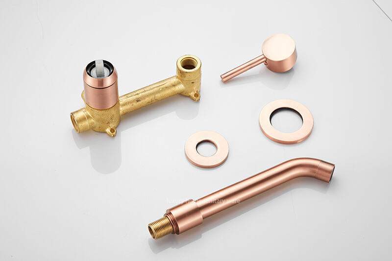 Factory-customized Modern Single-handle Wall-mounted Brass Basin Faucet Drawing Cold and Hot Water Mixer Faucet 2-hole Bathroom. factory