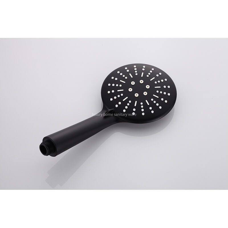 Round Overhead Rain Hand-held Riser Shower Set Black Constant Temperature Shower Mixer Set Shower System details