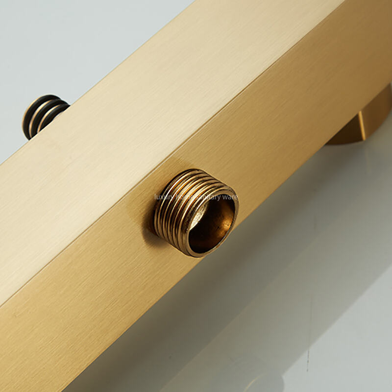 Luxurious Brushed Gold Hot and Cold Shower Set Wall-mounted Full Shower Set Multifunctional Brass square Shower Set supplier