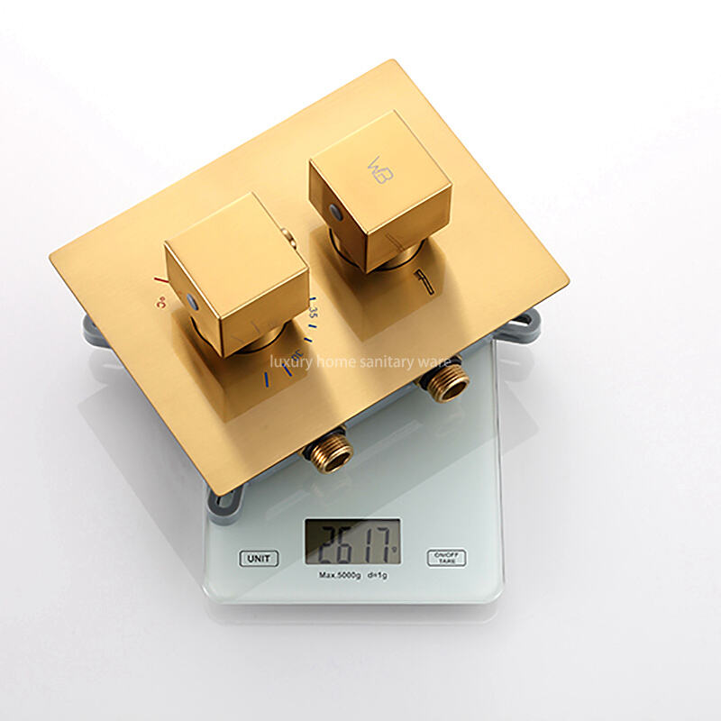 High Quality Brass Waterfall Thermostatic Shower Set Hotel Bathroom Concealed Brushed Gold Shower Faucet with Hand Shower factory