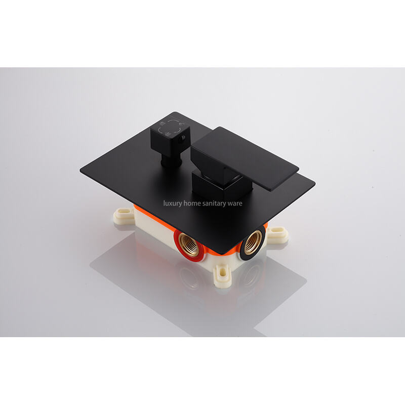 Modern Wall-mounted Constant Temperature Bathroom Shower Faucet Set System Ceiling Rain Shower Black Brass Shower Head supplier