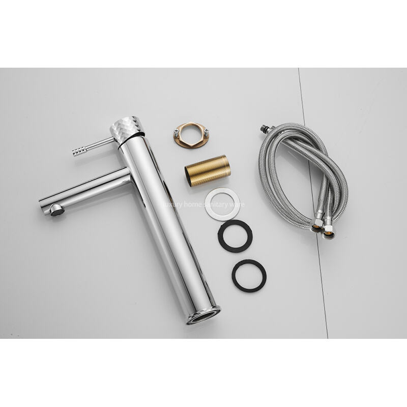 High Bathroom Sink Faucet with Single Hole and Single Handle for Washbasin-carved Handle-electroplated Faucet supplier