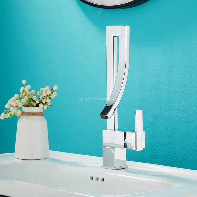 Factory Direct Creative Door Tube-electroplating Waterfall Basin Faucet Stainless Steel Bathroom Sink Mixer Faucet supplier