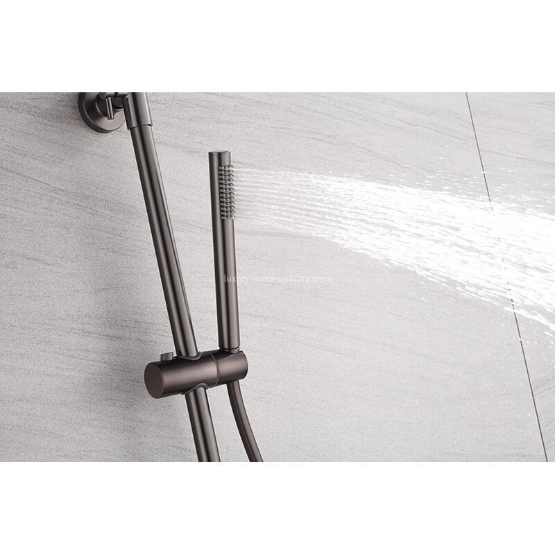 Modern Bathroom Circular Thermostat Mixer Shower Valve Overhead Rain Shower Hand-held Shower Faucet details