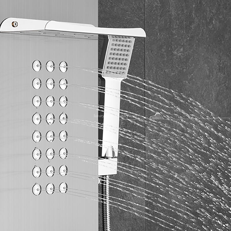 Best-selling Luxury Electroplating Shower Screen Multifunctional Bathroom Wall-mounted Waterfall Shower Panel details