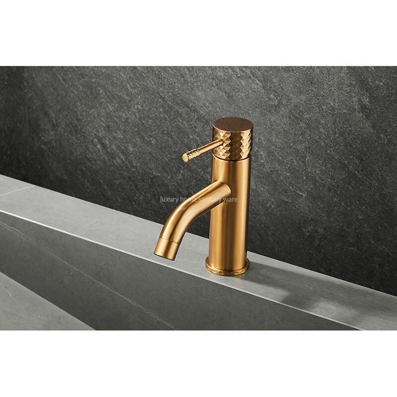 2025 Hot-selling Basin with Low Curved Mouth-carved Handle-brushed Gold Single-handle Washbasin Faucet supplier