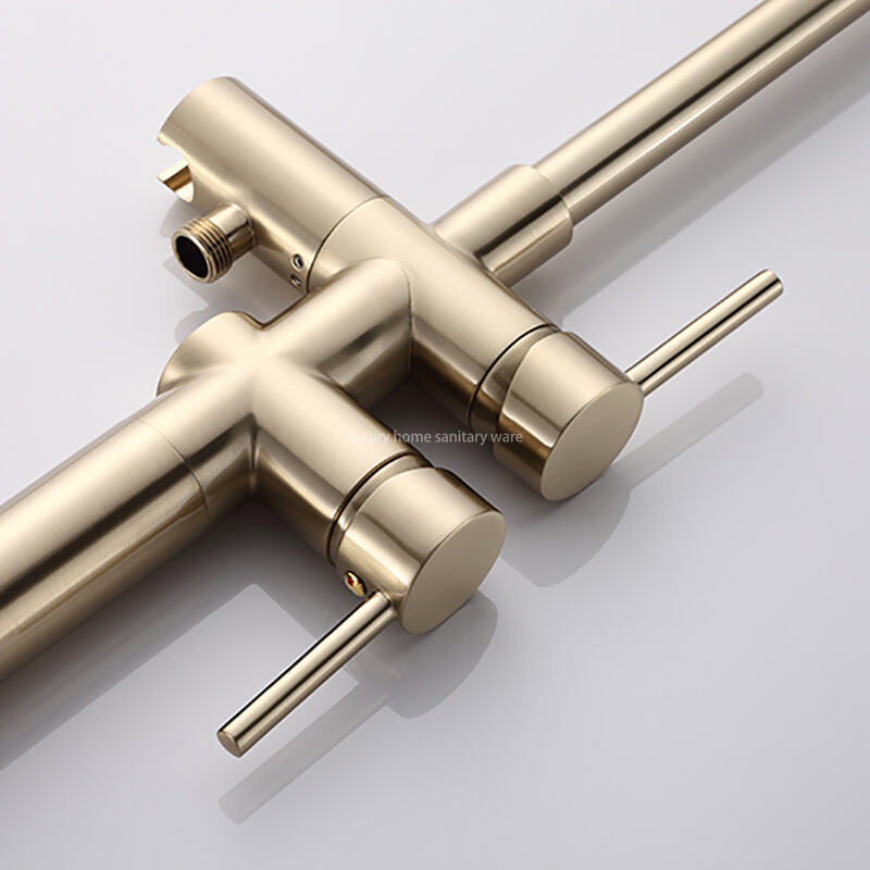 Best-selling Floor Handles-brushed Zirconium Gold Bathtub Faucet Bathroom Independent Bathtub Faucet factory