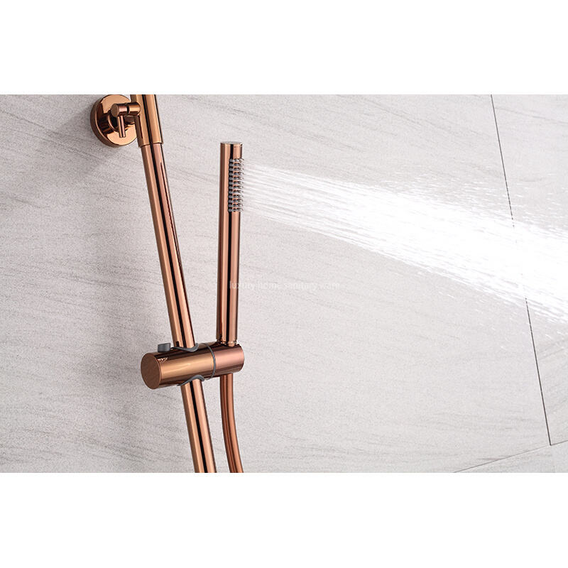 High-quality Brass Rose Gold Wall-mounted Shower Faucet Constant Temperature Shower Set Exposed Rain Shower Set manufacture