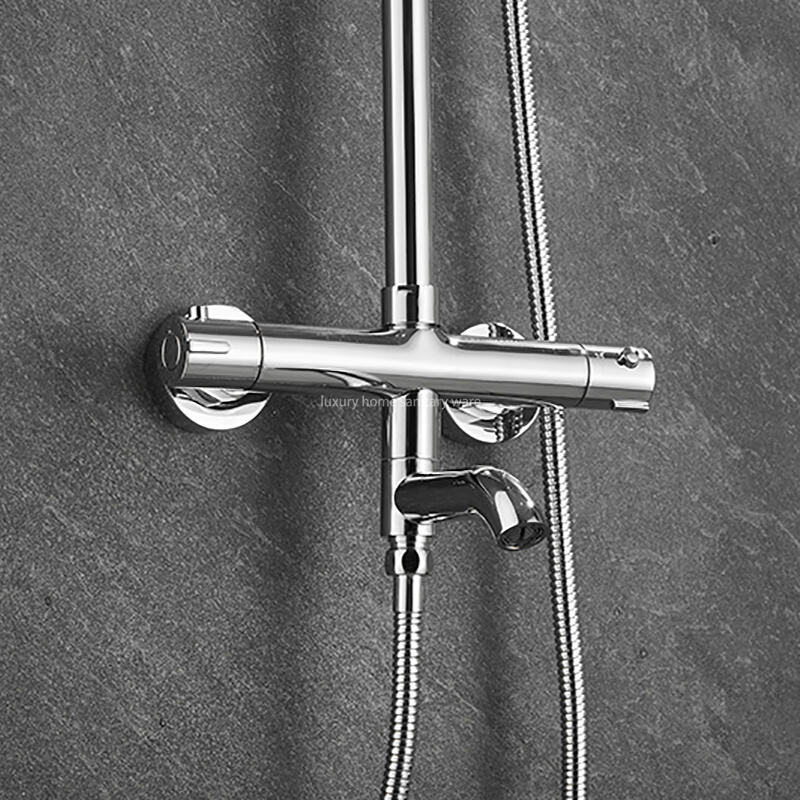 High Quality Electroplated Round bar Constant Temperature Shower Faucet Set Constant Temperature Shower Set details