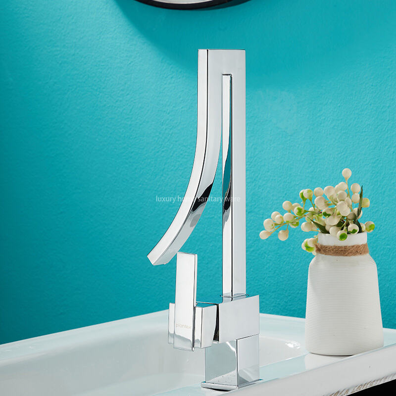 Factory Direct Creative Door Tube-electroplating Waterfall Basin Faucet Stainless Steel Bathroom Sink Mixer Faucet details