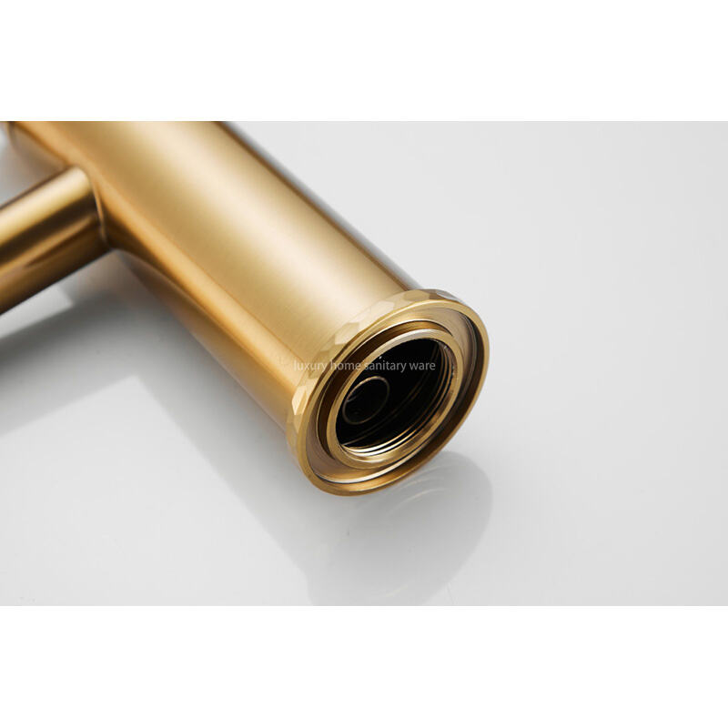 Hot Luxury Home New Bathroom Bidet Faucet Basin Short Straight Mouth-carved Handle-brushed Gold factory