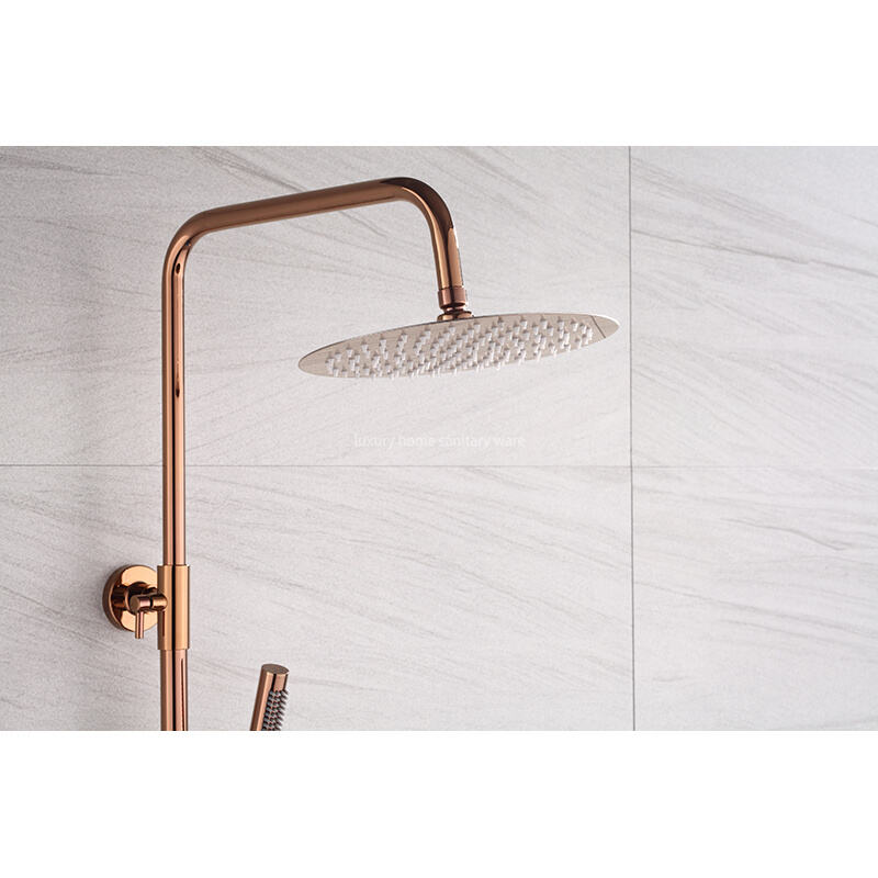 High-quality Brass Rose Gold Wall-mounted Shower Faucet Constant Temperature Shower Set Exposed Rain Shower Set factory