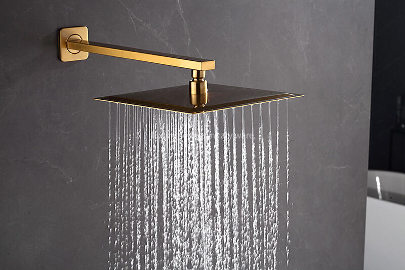 High Quality Brass Waterfall Thermostatic Shower Set Hotel Bathroom Concealed Brushed Gold Shower Faucet with Hand Shower factory